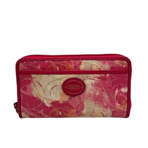 Coach Multi-Color Canvas  Zip Around Wristlet